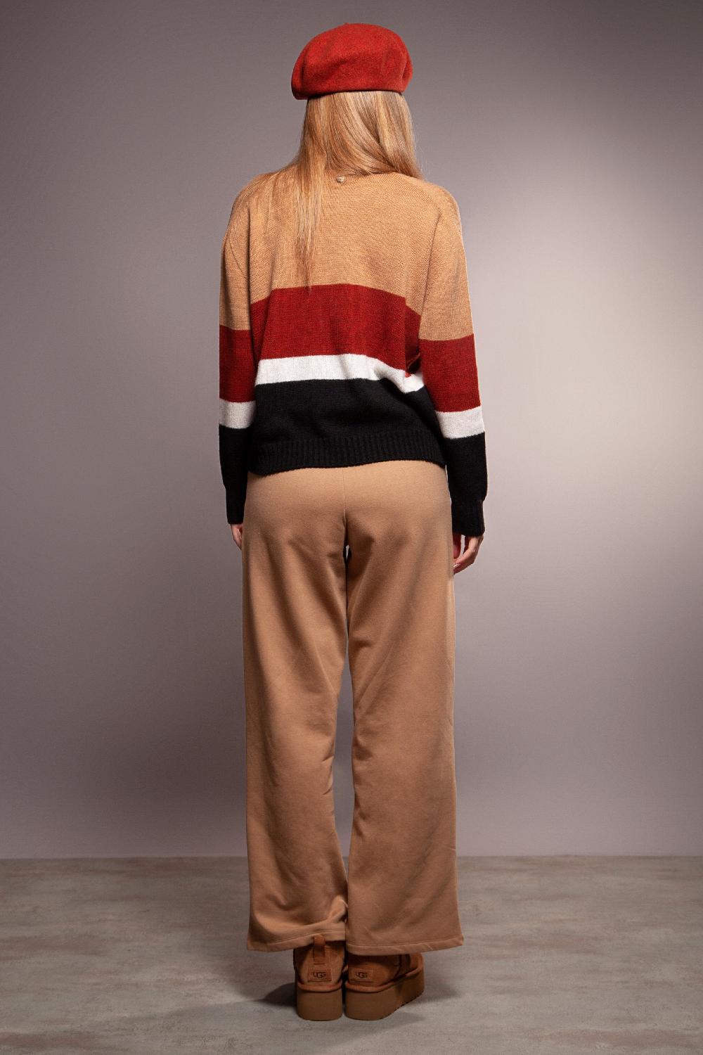 Lolitas&l Suéter Punto Rayas Beige Con Pintura Frase Lolitas&L