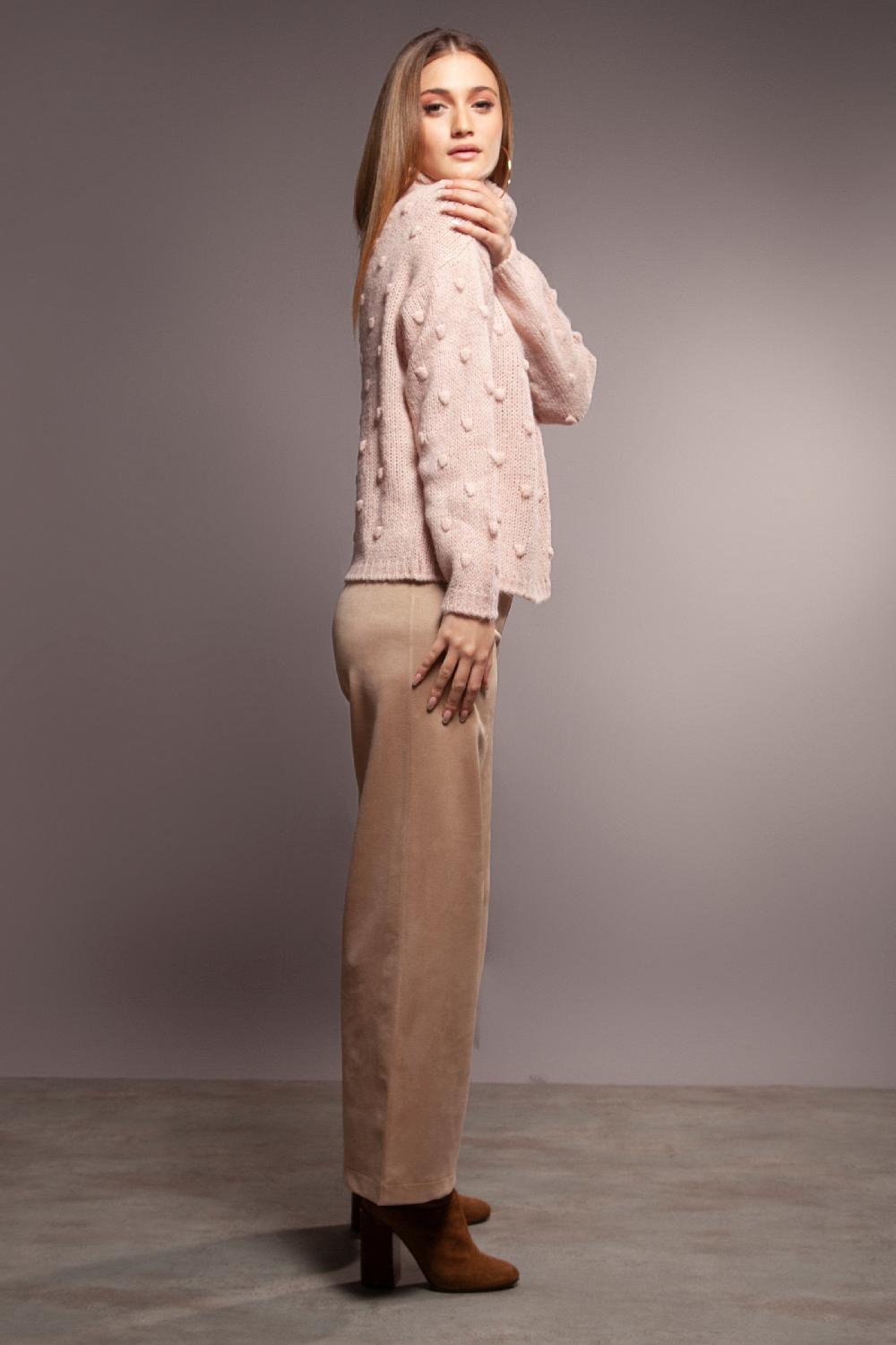 Lolitas&l Suéter Punto Rosa Jacquard Con Cuello Tortuga Lolitas&L