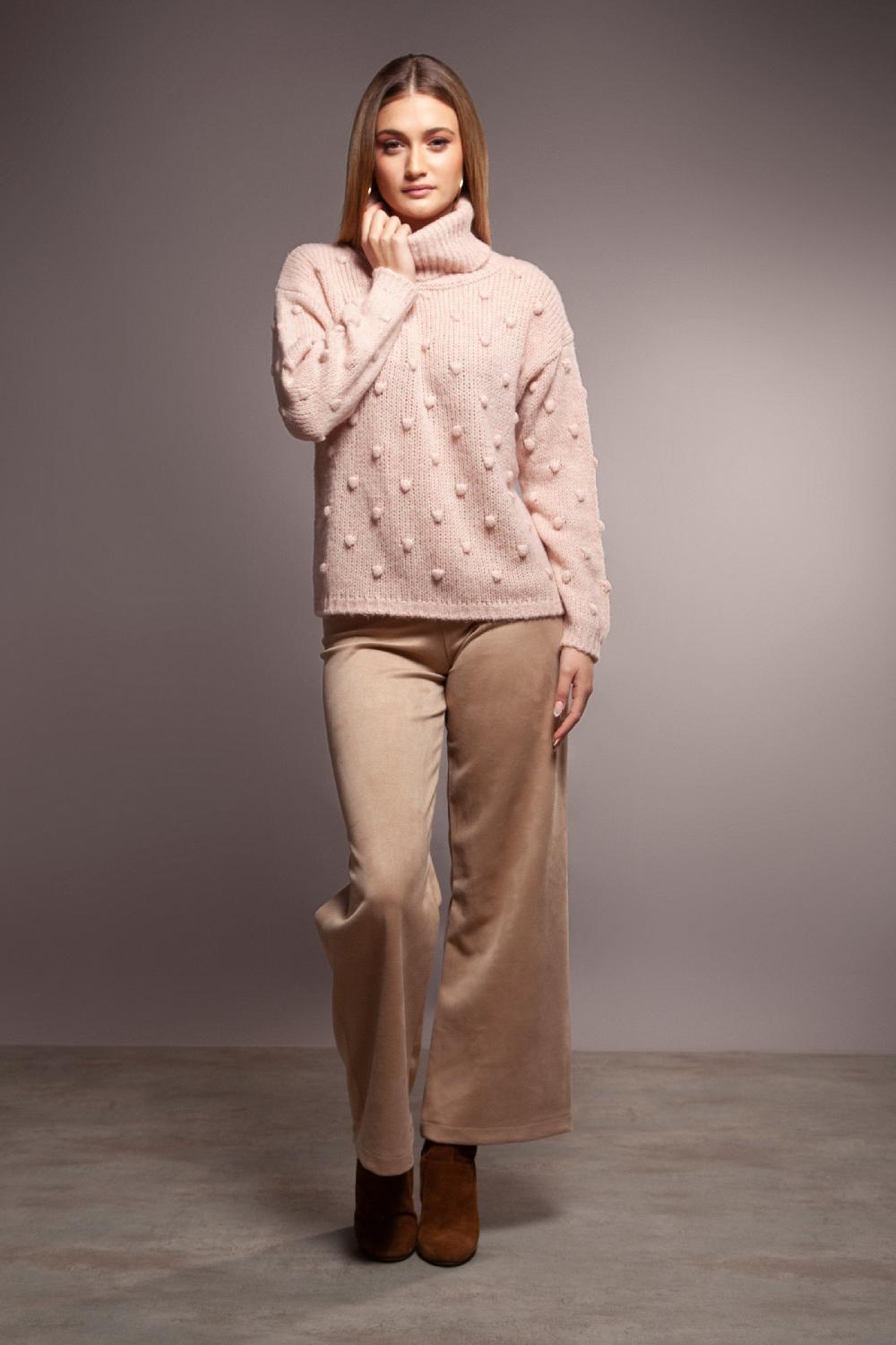 lolitas&l Suéter punto rosa jacquard con cuello tortuga Lolitas&L