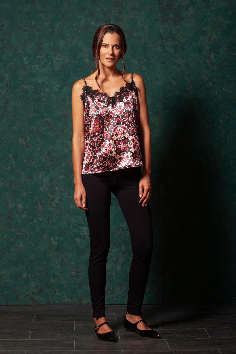 lolitas&l Top saten estampado Carpet tirantes con puntilla LolitasyL