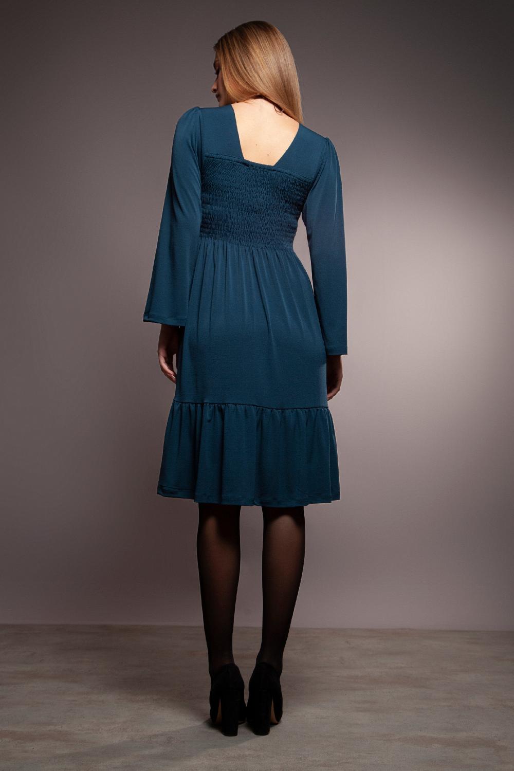 Lolitas&l Vestido Azul Petroleo Con Nido De Abeja En El Pecho Lolitas&L