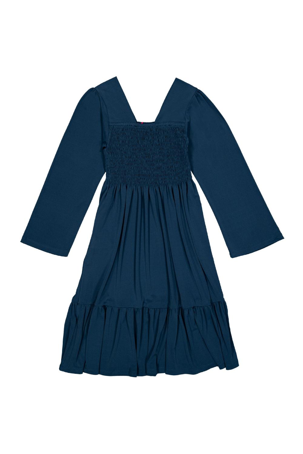 Lolitas&l Vestido Azul Petroleo Con Nido De Abeja En El Pecho Lolitas&L