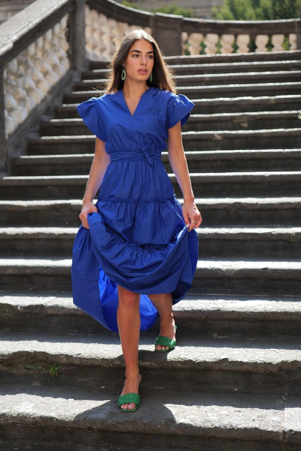 lolitas&l Vestido azul royal largo con recogidos LolitasyL