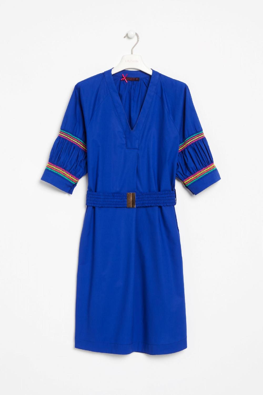 Lolitas&l Vestido Azul Royal Manga Engomada Con Cinturon LolitasyL