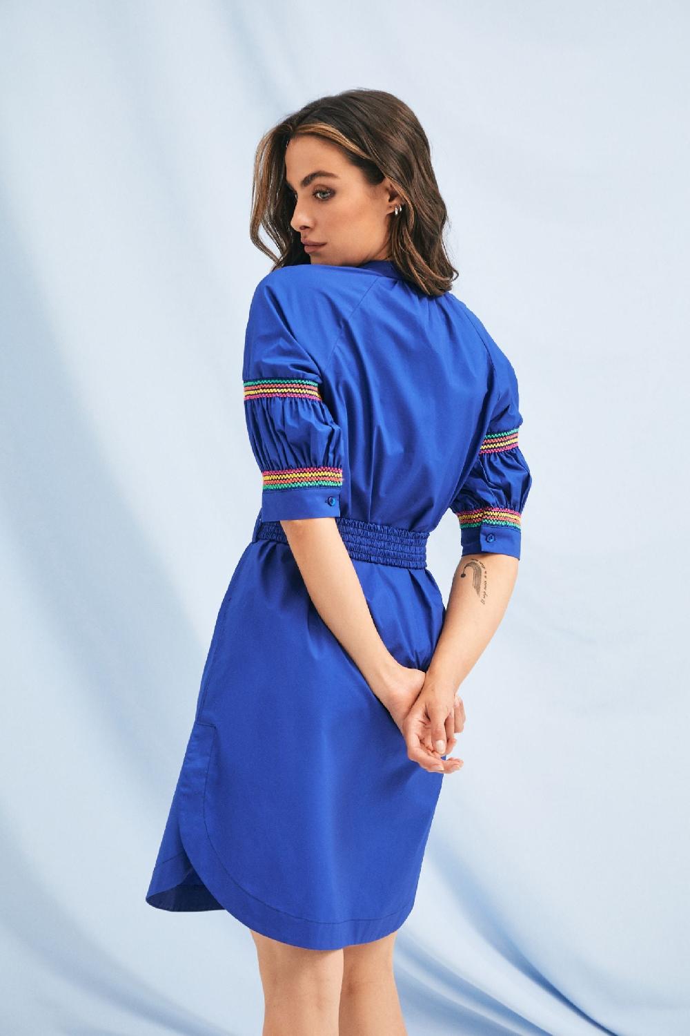 Lolitas&l Vestido Azul Royal Manga Engomada Con Cinturon LolitasyL