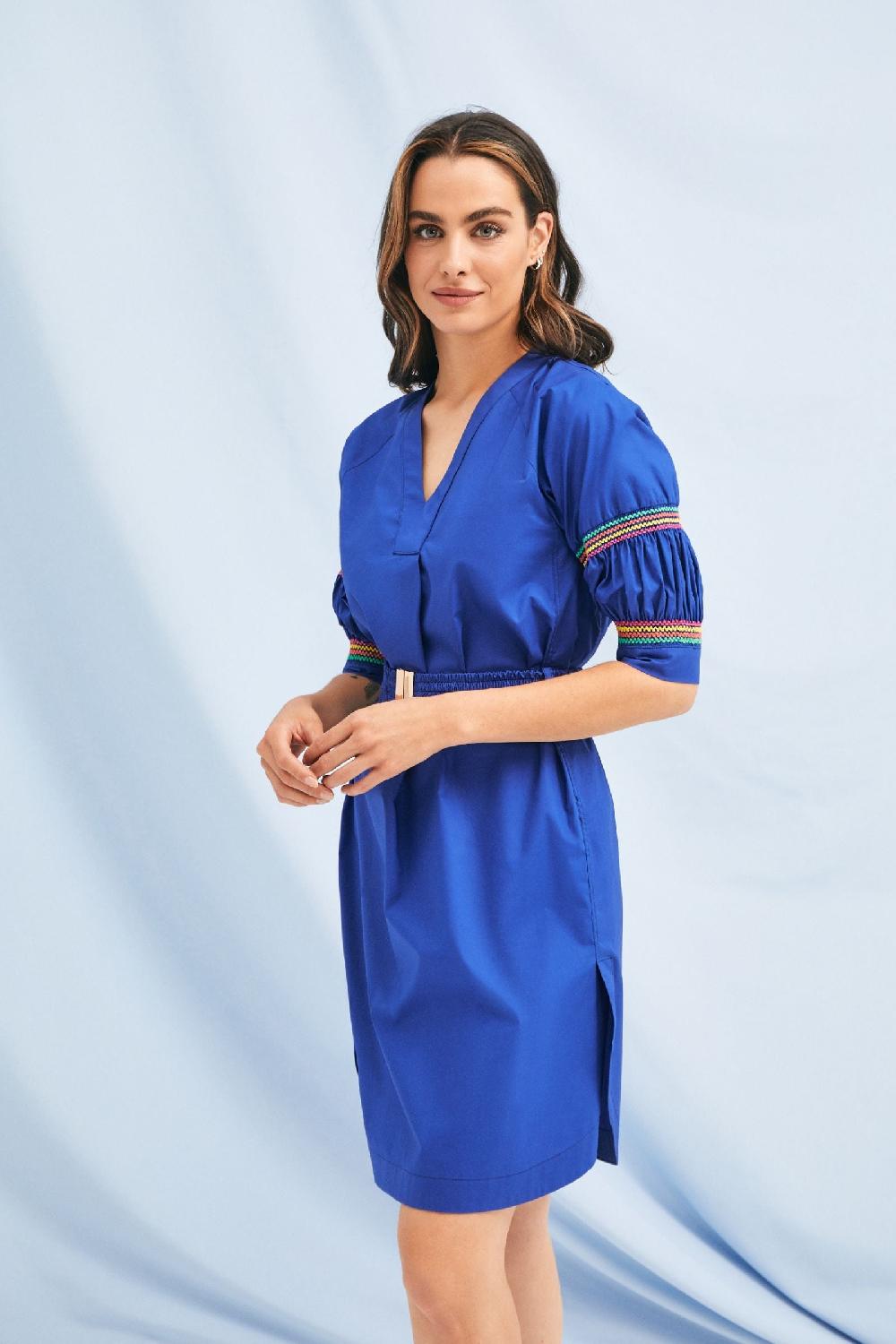 Lolitas&l Vestido Azul Royal Manga Engomada Con Cinturon LolitasyL