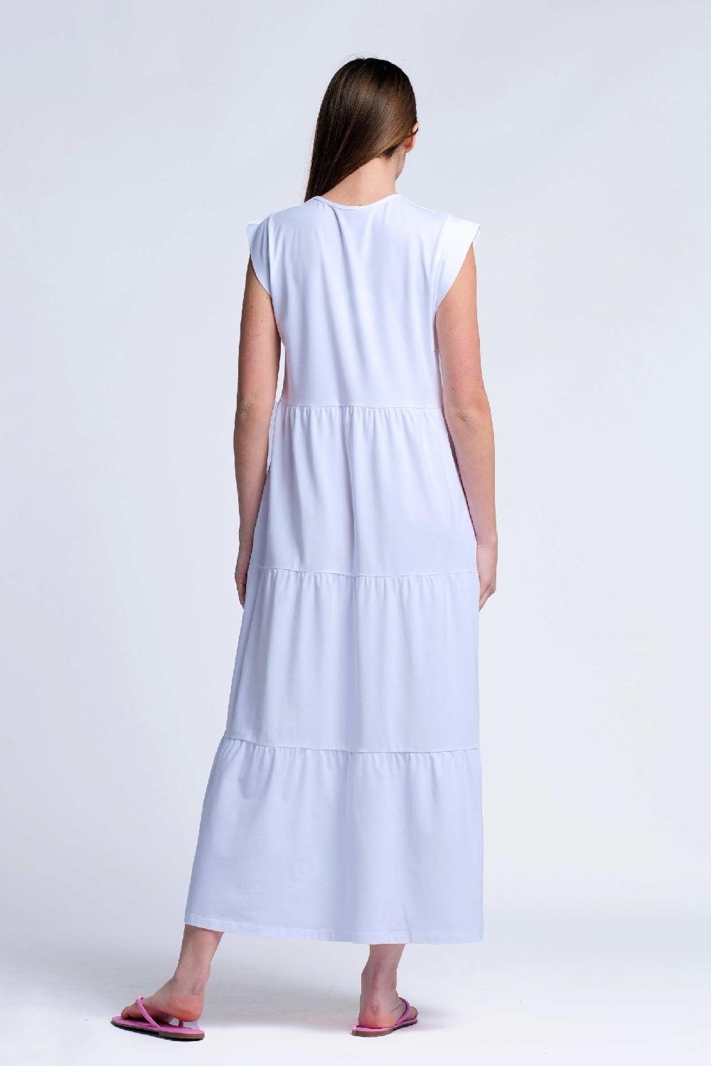 Lolitas&l Vestido Blanco Algodon Largo Con Bordado Al Tono Lolitas&L