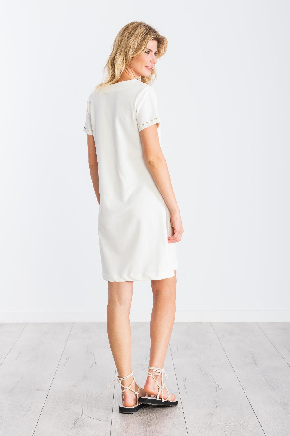 Lolitas&l Vestido Blanco Corto Algodon Bordado Palmeras LolitasyL