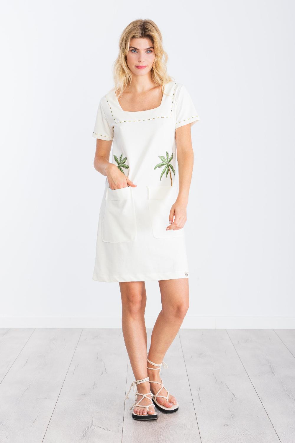 lolitas&l Vestido blanco corto algodon bordado palmeras LolitasyL