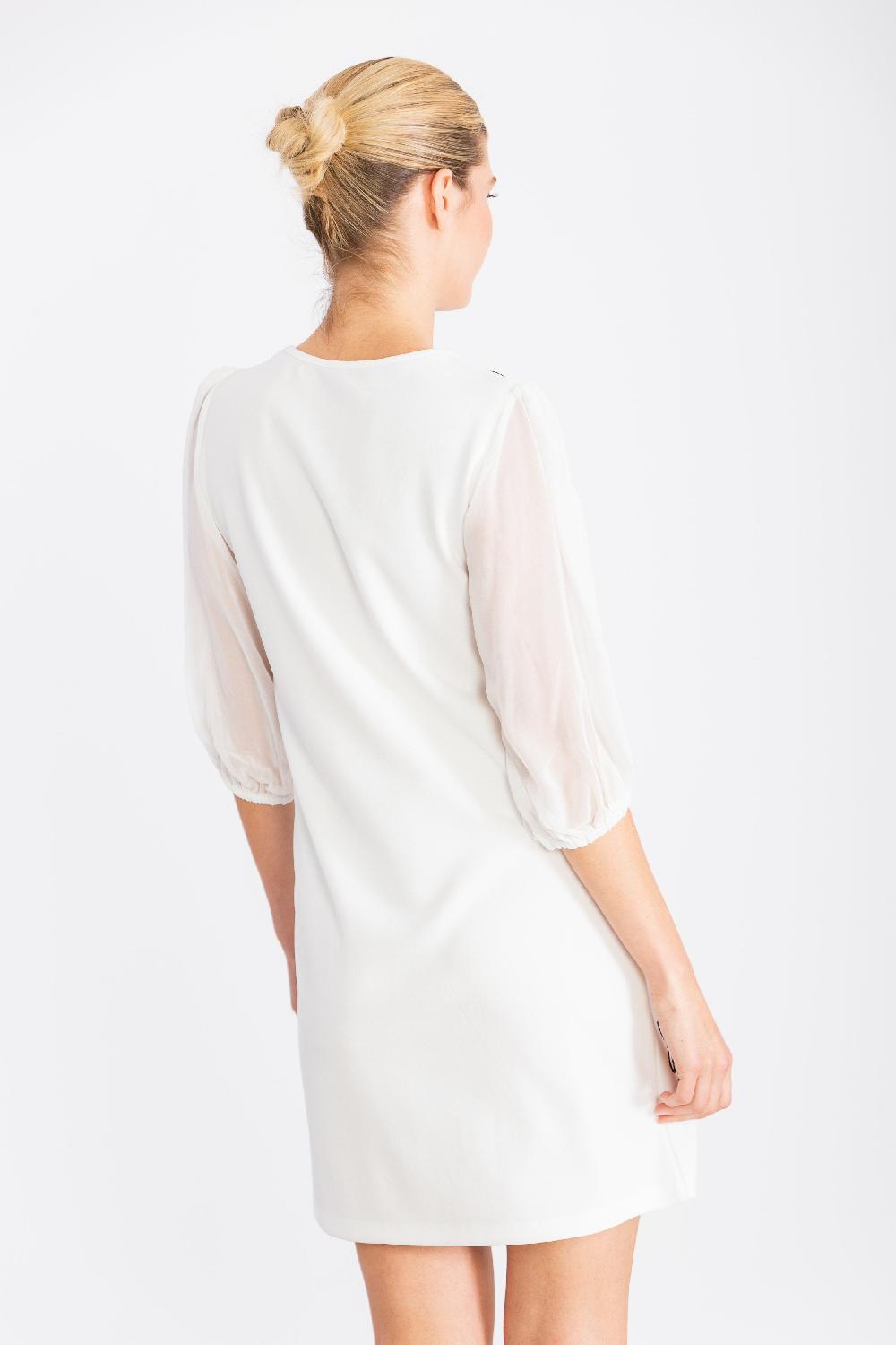 Lolitas&l Vestido Blanco Corto Bordado Contraste De Palmeras LolitasyL