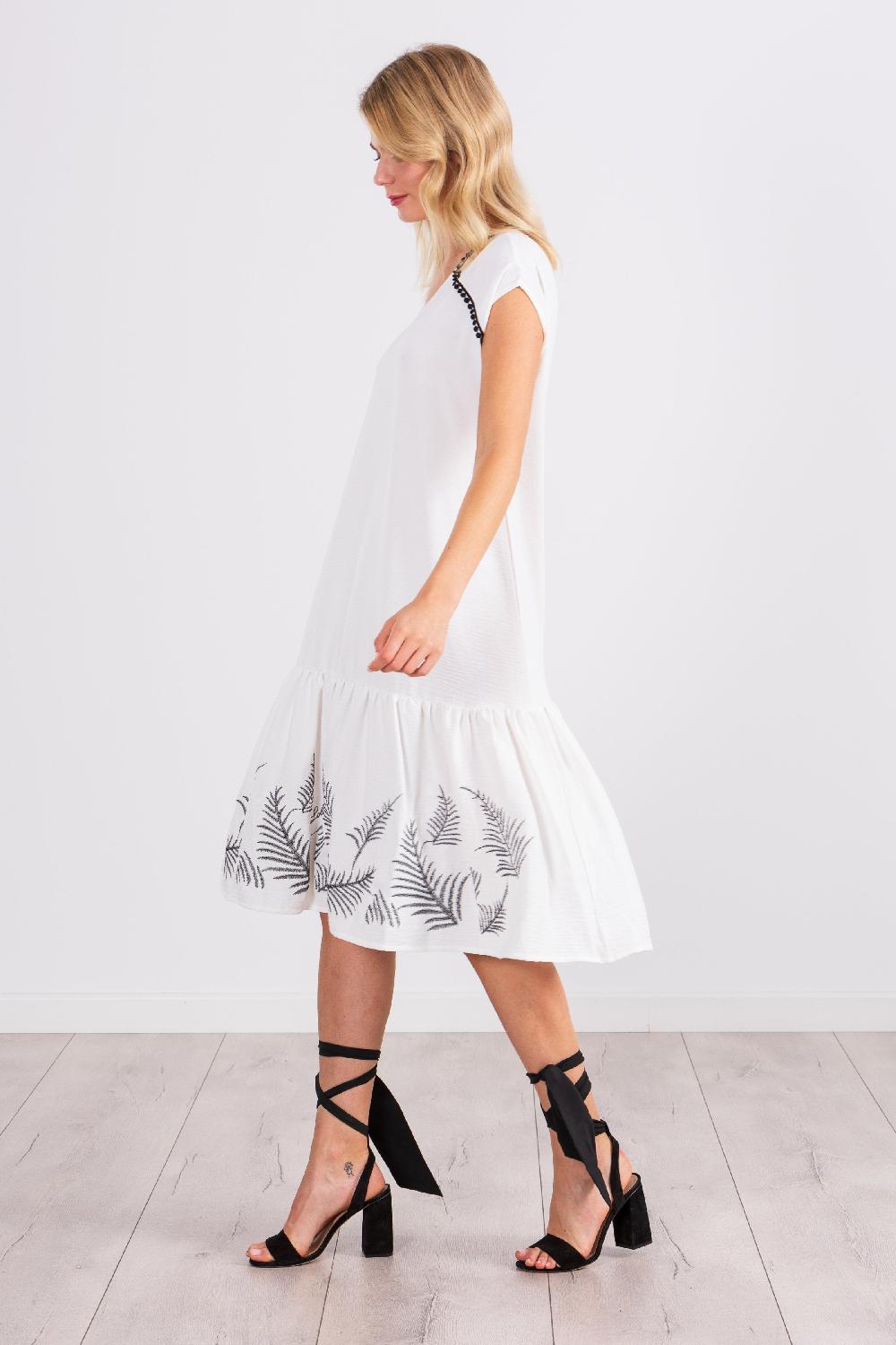 Lolitas&l Vestido Blanco Corto Con Bordado Ramillete LolitasyL