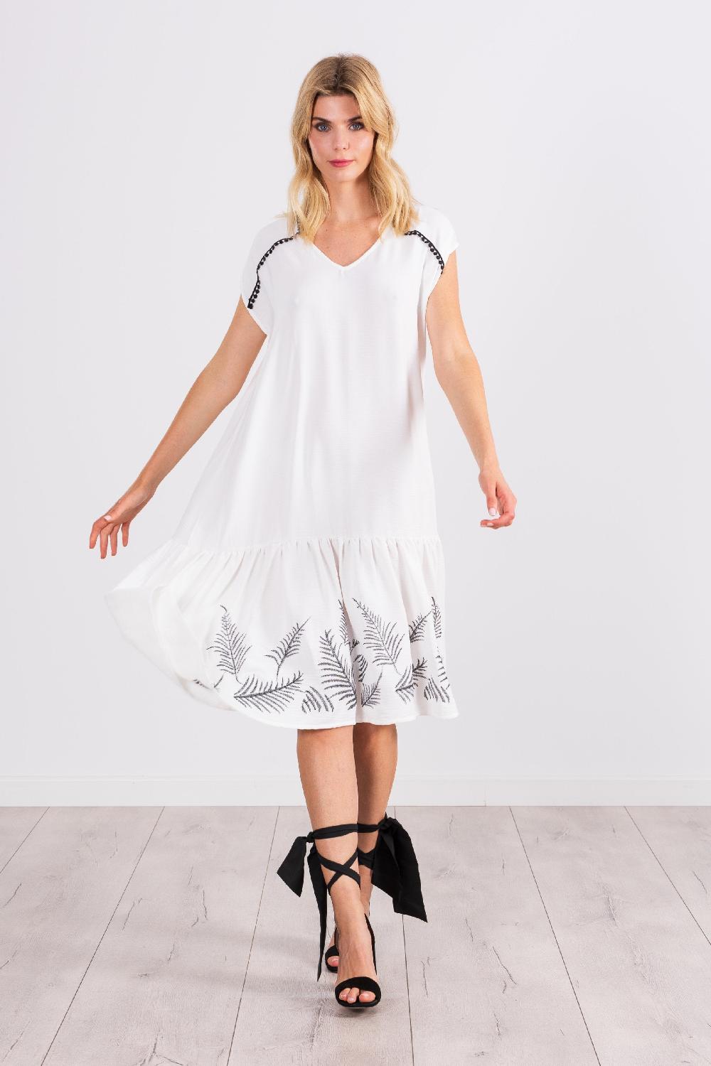 lolitas&l Vestido blanco corto con bordado ramillete LolitasyL