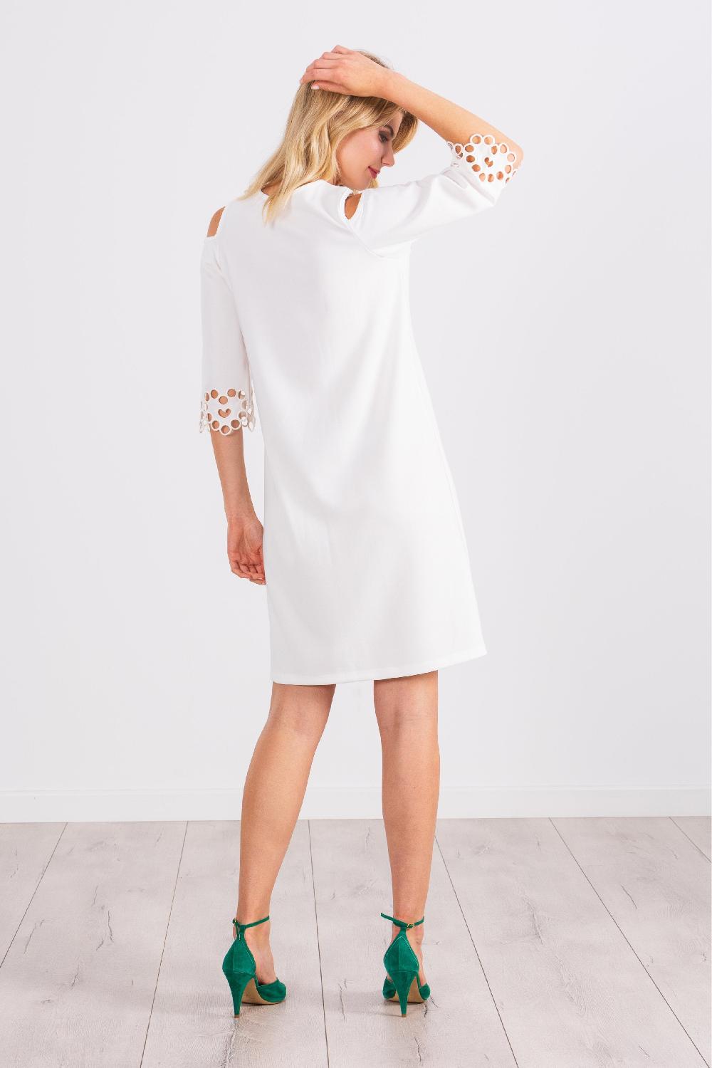 Lolitas&l Vestido Blanco Corto Suelto Con Hombro Desubierto LolitasyL