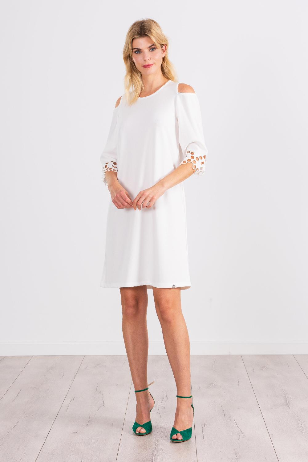 lolitas&l Vestido blanco corto suelto con hombro desubierto LolitasyL