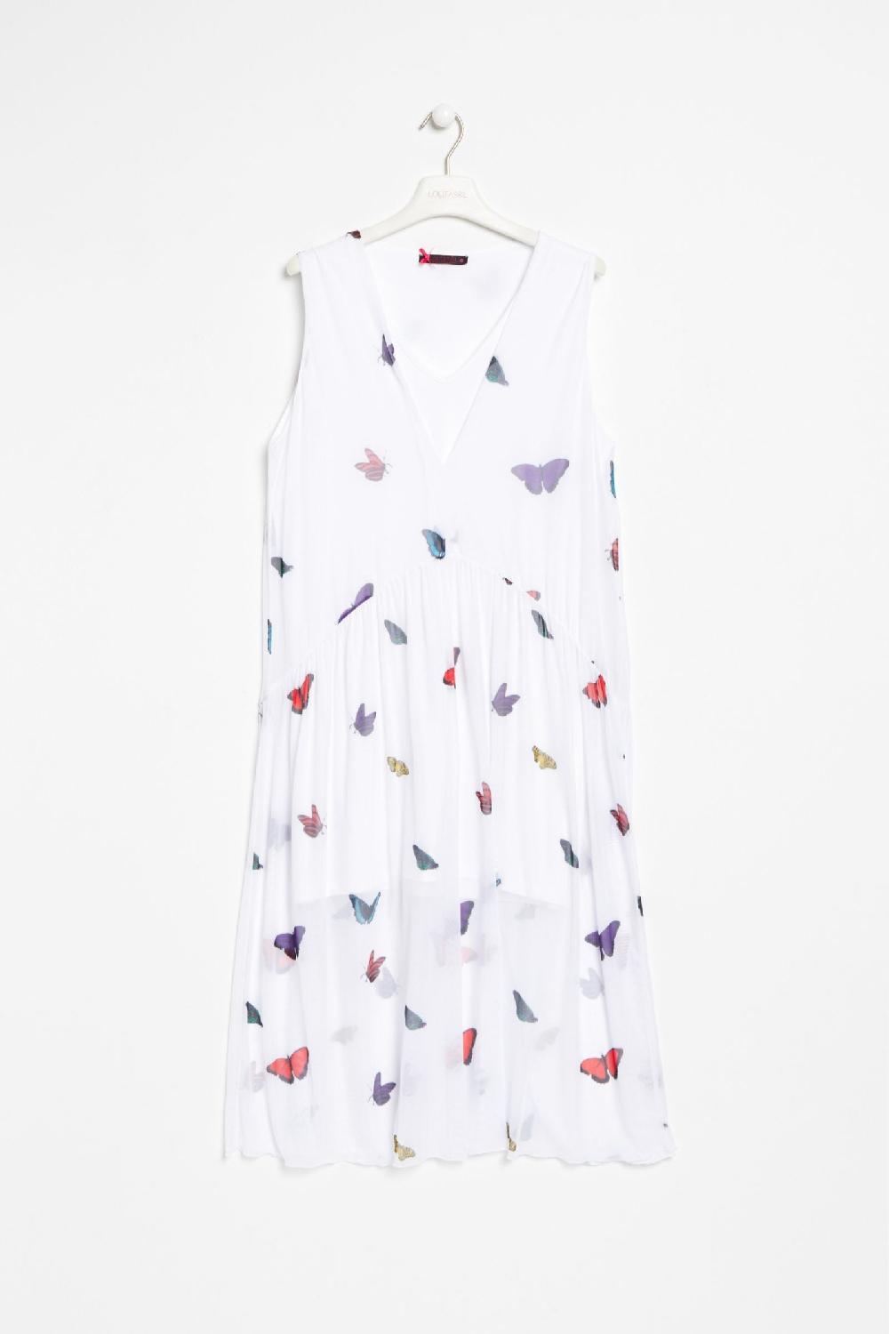 Lolitas&l Vestido Blanco Estampado Butterfly Sin Mangas Lolitas&L