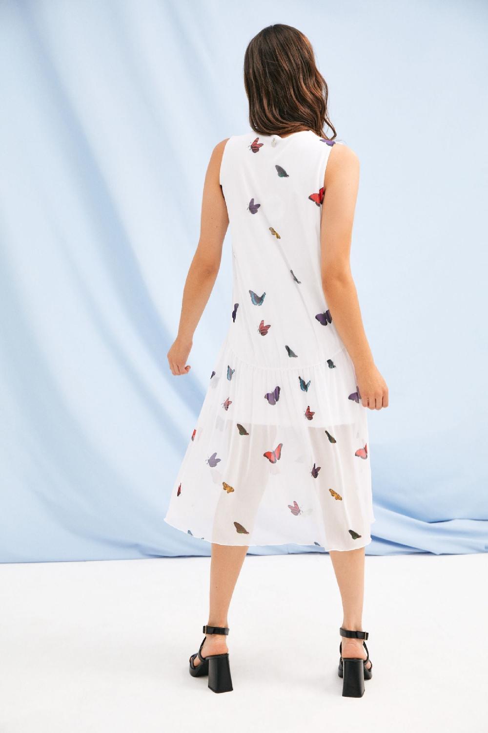 Lolitas&l Vestido Blanco Estampado Butterfly Sin Mangas Lolitas&L