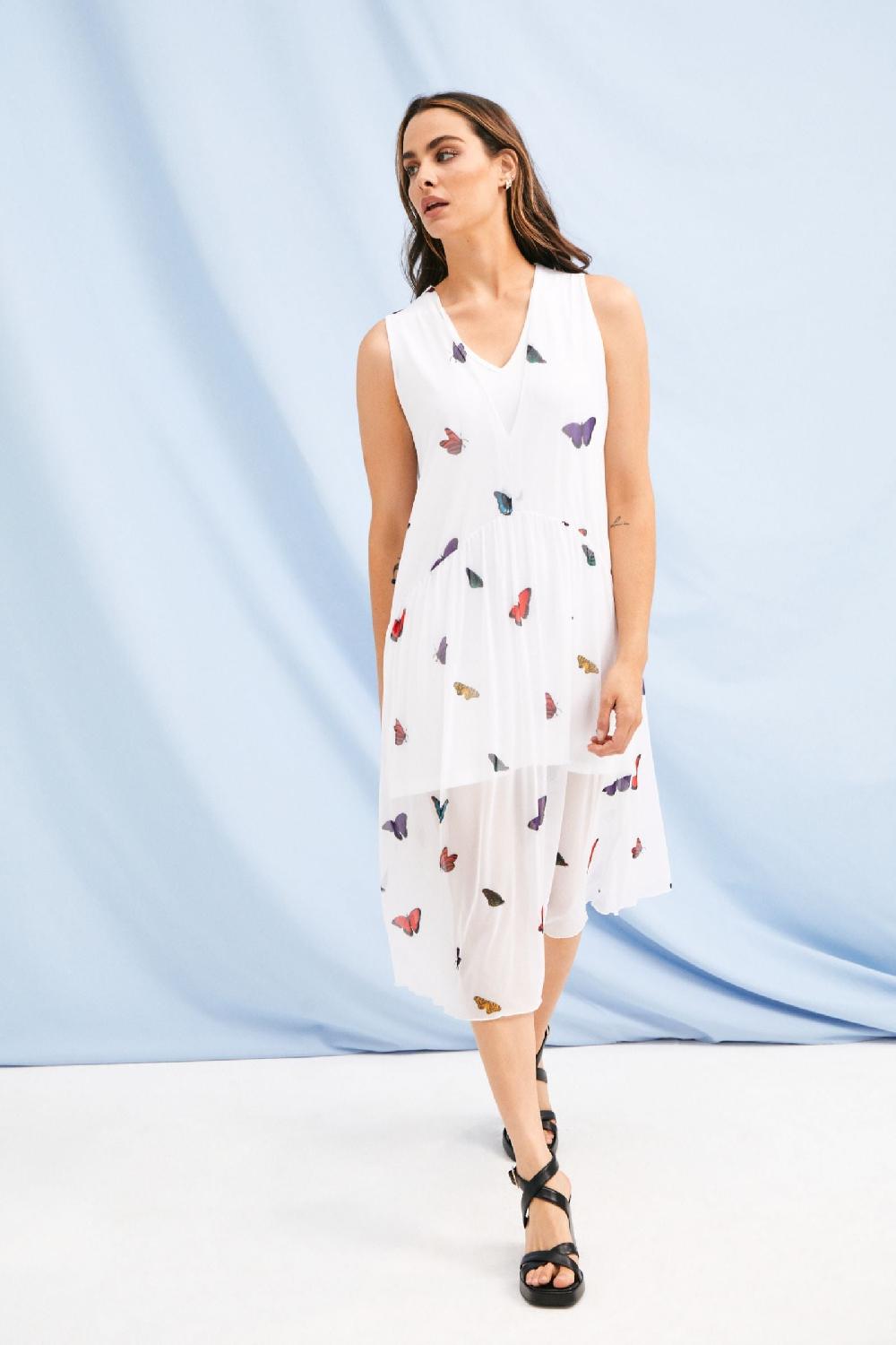 Lolitas&l Vestido Blanco Estampado Butterfly Sin Mangas Lolitas&L