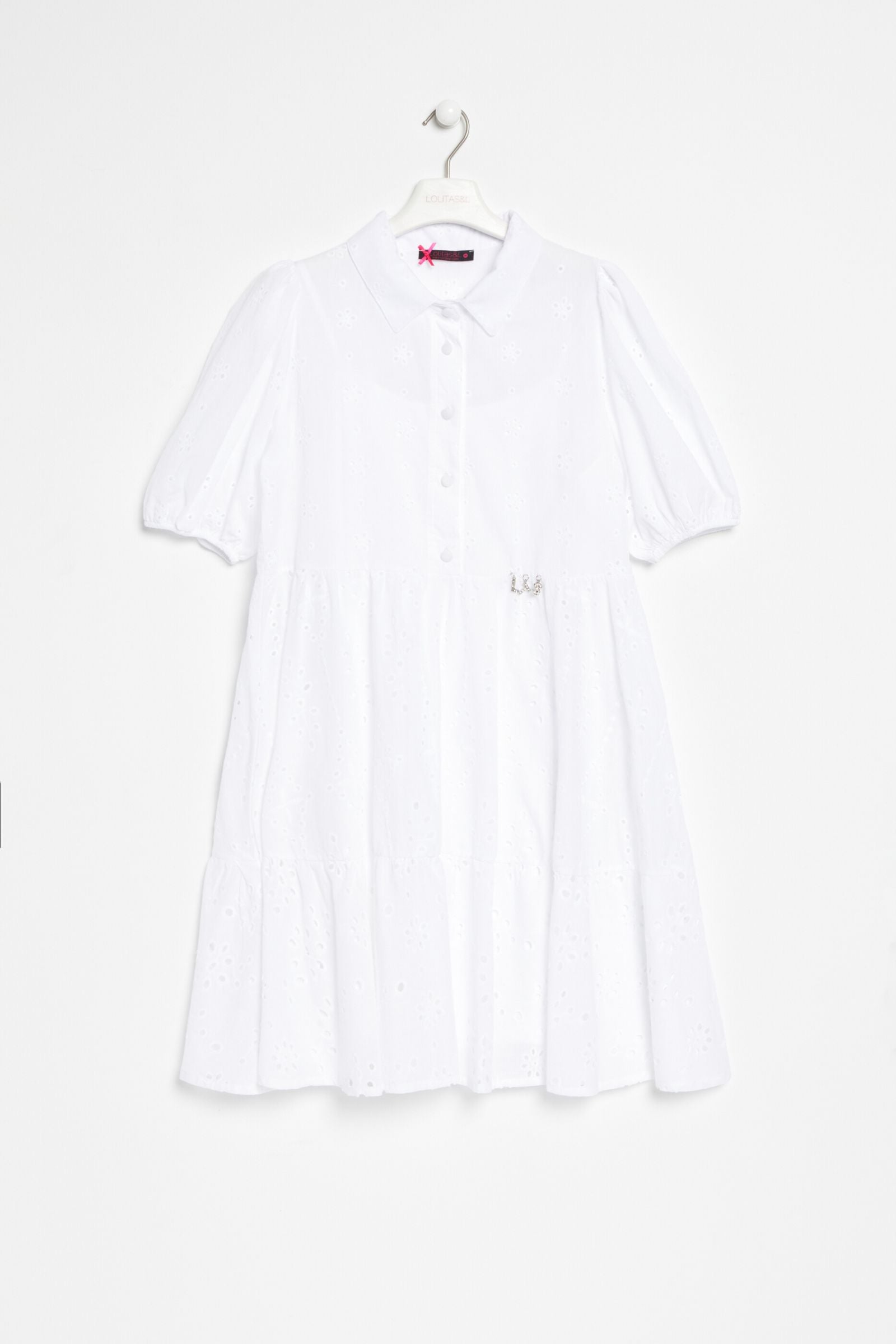 Lolitas&l Vestido Blanco Grogre Abotonado Con Manga Farol Lolitas&L