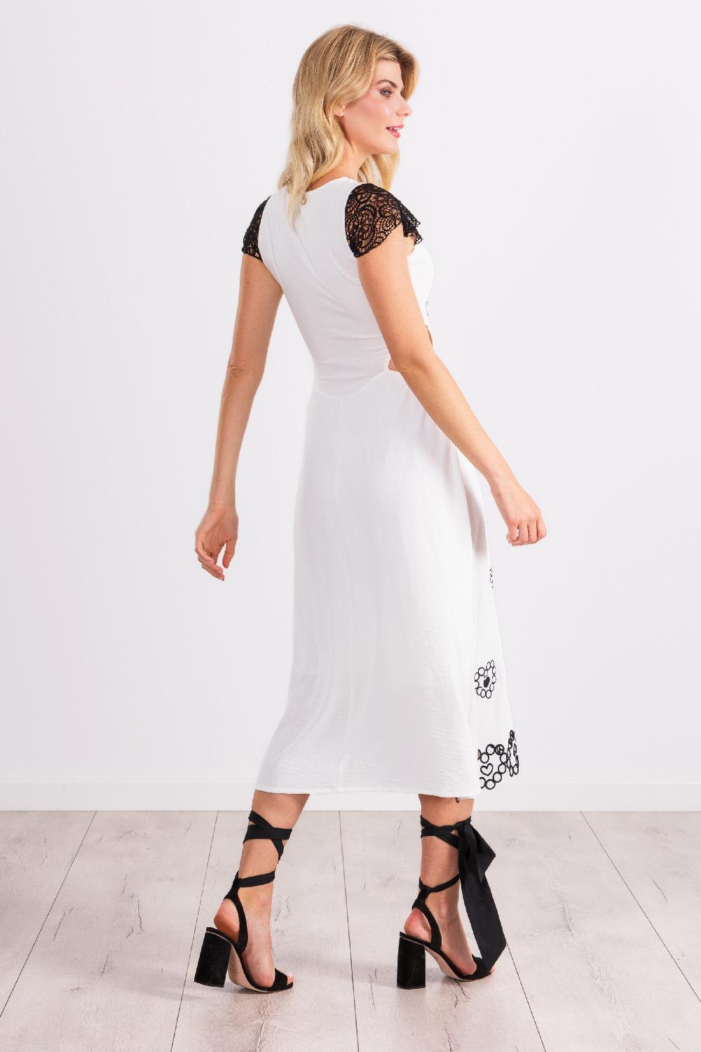 Lolitas&l Vestido Blanco Largo Bordado Corazones Con Mangas De Grogre LolitasyL