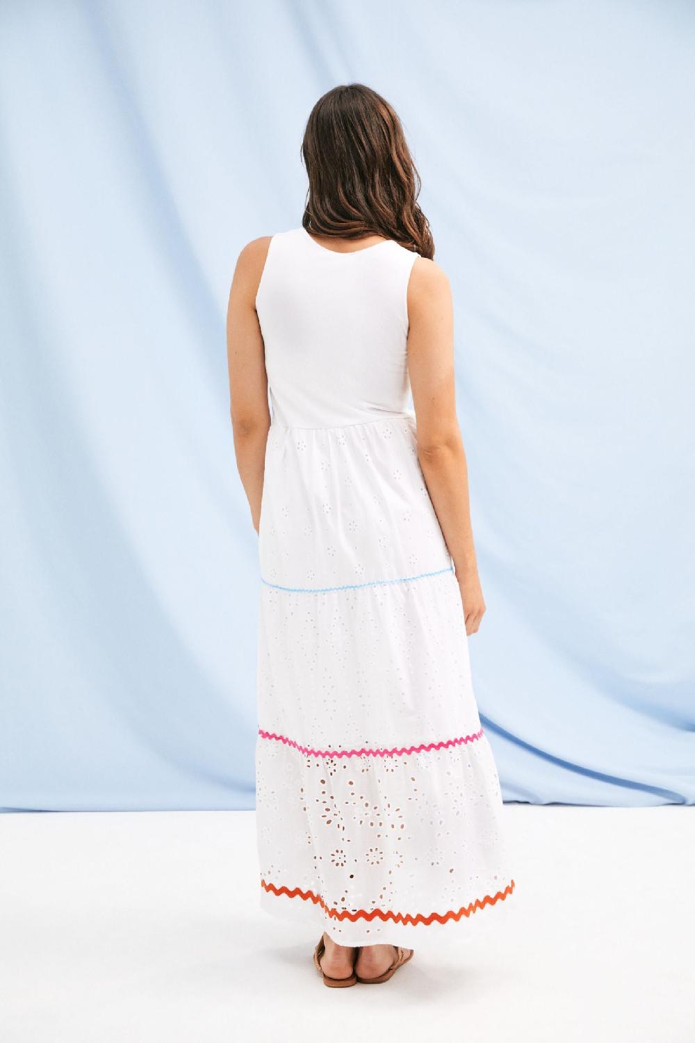 Lolitas&l Vestido Blanco Largo Sin Mangas Con Picueta Y Grogre Lolitas&L