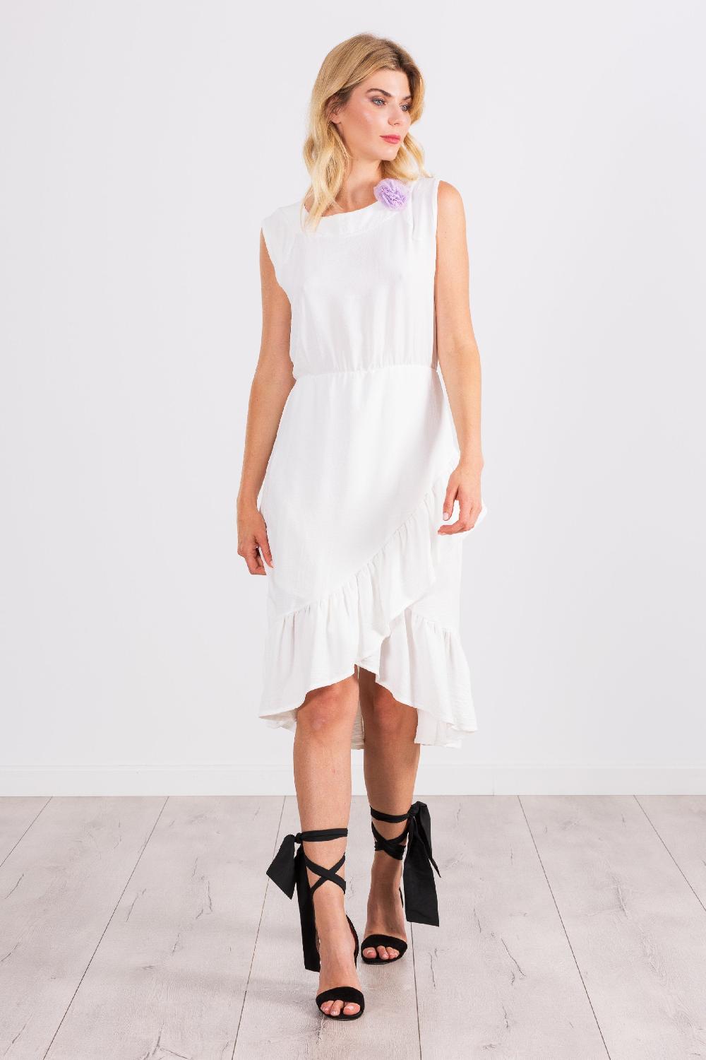 lolitas&l Vestido blanco sin mangas con volante LolitasyL