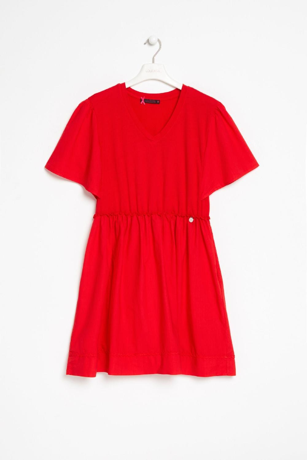 Lolitas&l Vestido Coral Corto Escote Pico Con Goma En La Cintura Lolitas&L