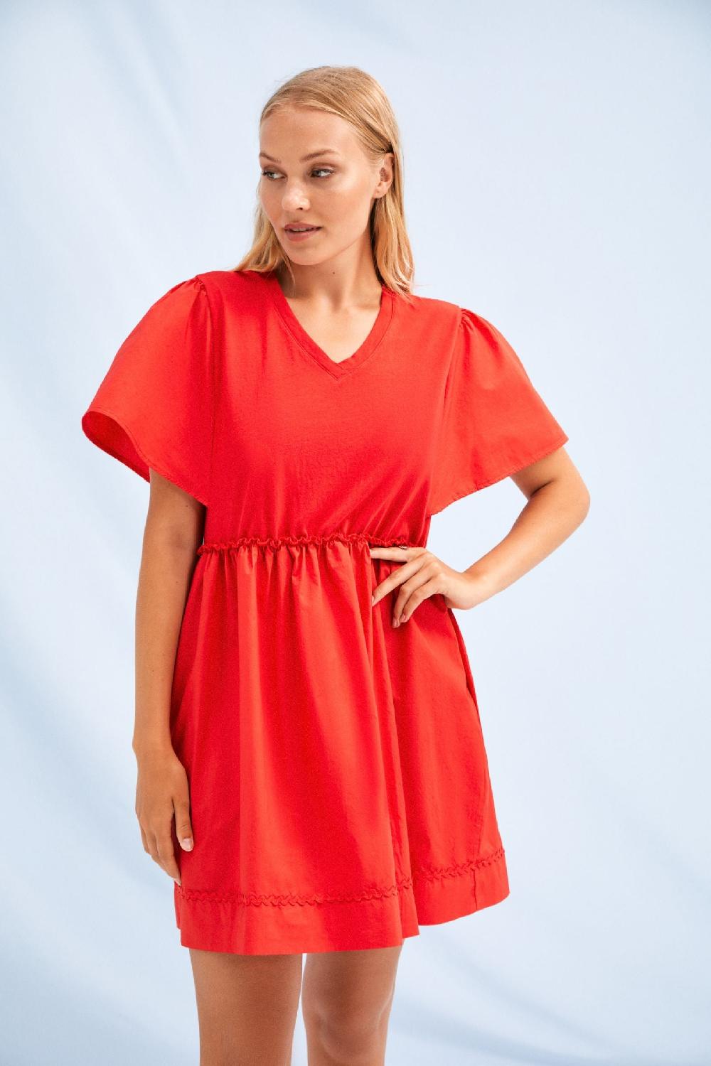 Lolitas&l Vestido Coral Corto Escote Pico Con Goma En La Cintura Lolitas&L