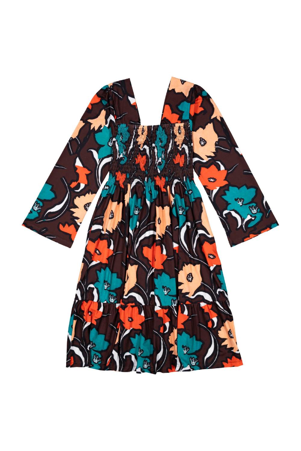 Lolitas&l Vestido Estampado Flores Pecho Nido De Abeja Lolitas&L