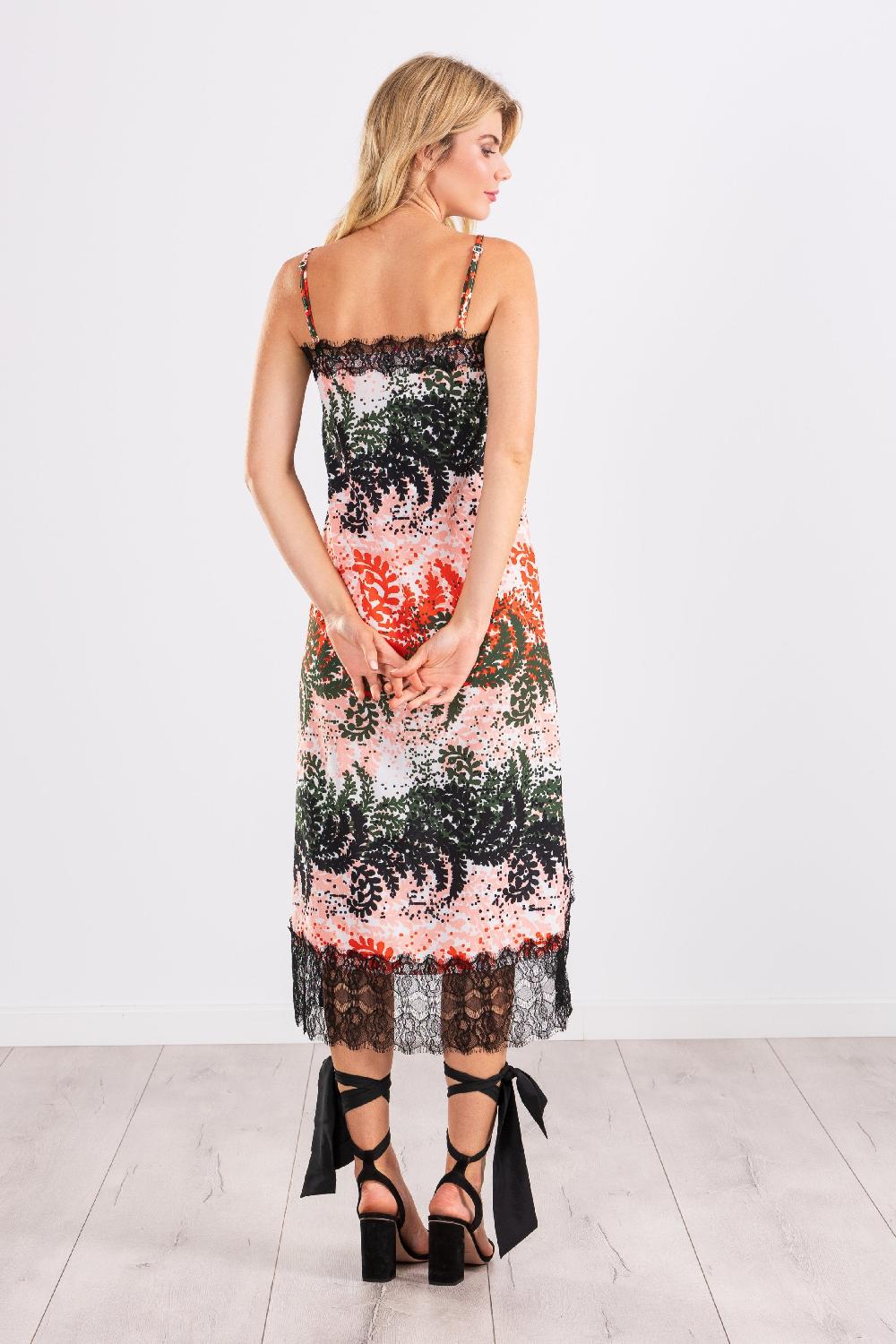 Lolitas&l Vestido Estampado Leaves Largo De Tirantes Con Puntilla LolitasyL