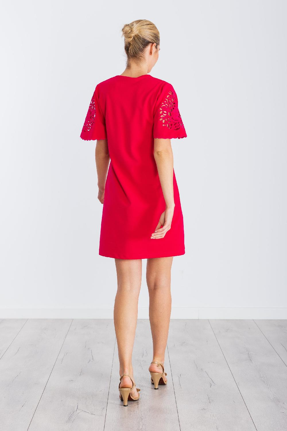 Lolitas&l Vestido Fucsia Corto Con Bordado En Manga Al Codo LolitasyL