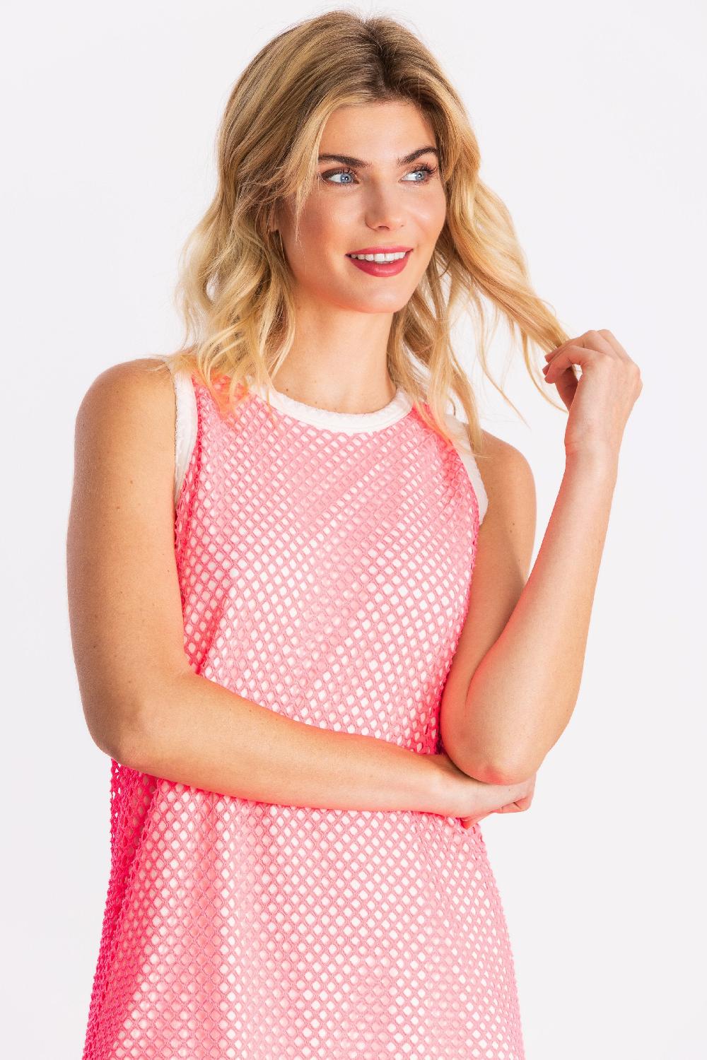 Lolitas&l Vestido Fucsia En Red De Tirantes LolitasyL