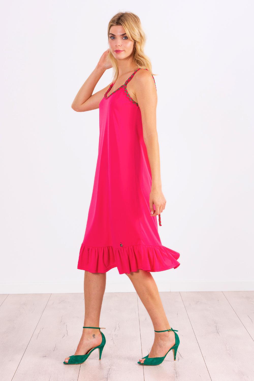 Lolitas&l Vestido Fucsia Largo De Tirantes LolitasyL