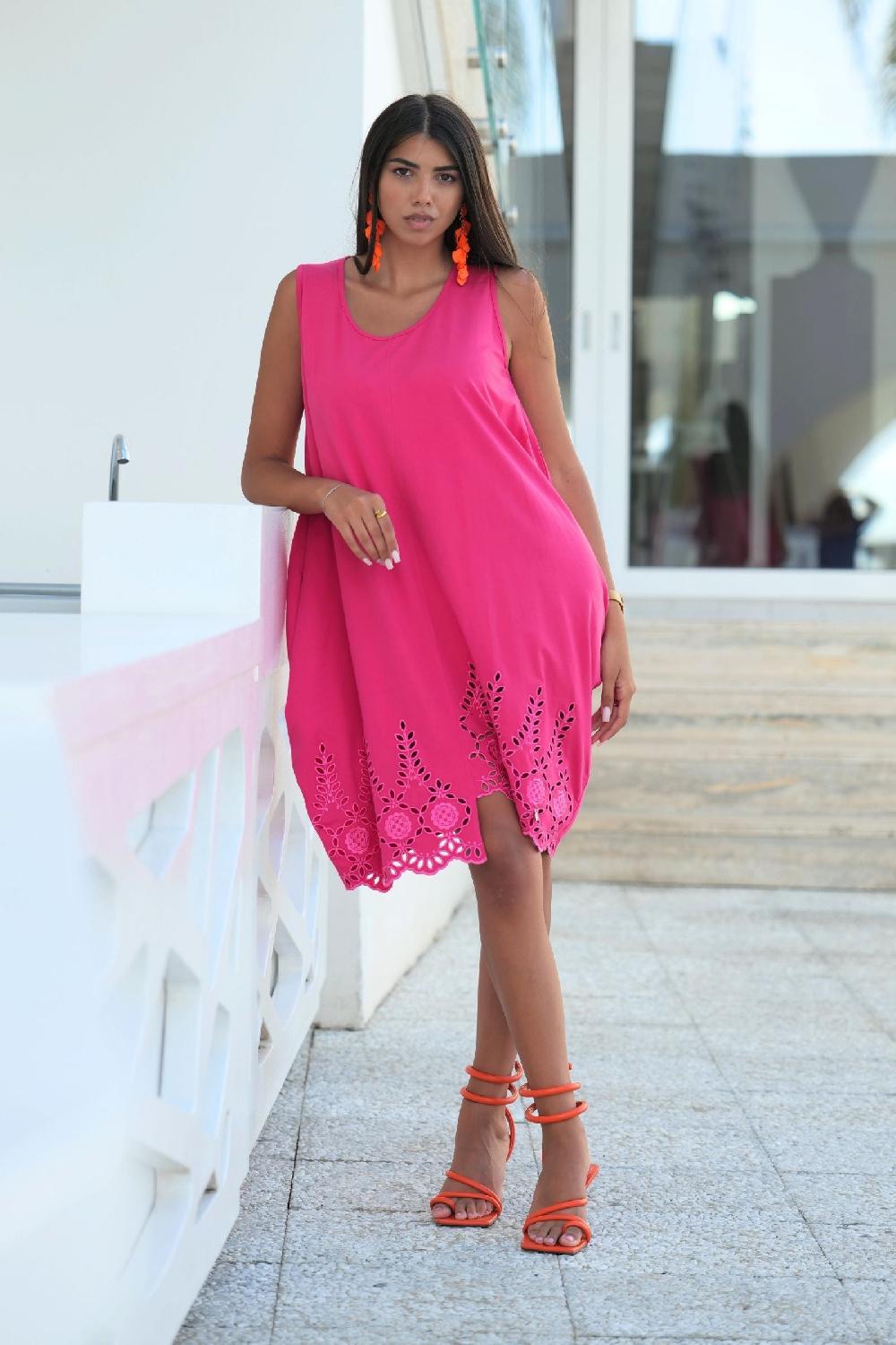 lolitas&l Vestido fucsia tirantes con bordado al tono Lolitas&L