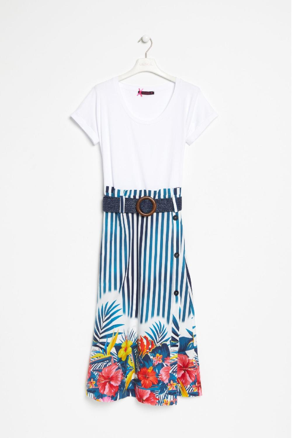 Lolitas&l Vestido Largo Con Falda Estampada Rayas Y Cinturon LolitasyL