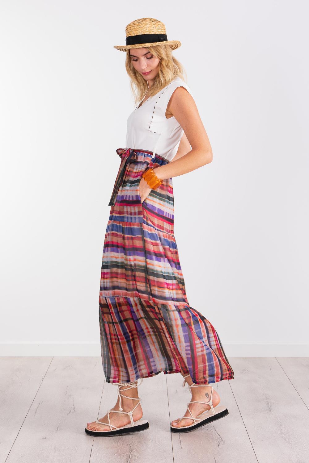 Lolitas&l Vestido Largo Dos Piezas Con Estampado De Cuadros LolitasyL