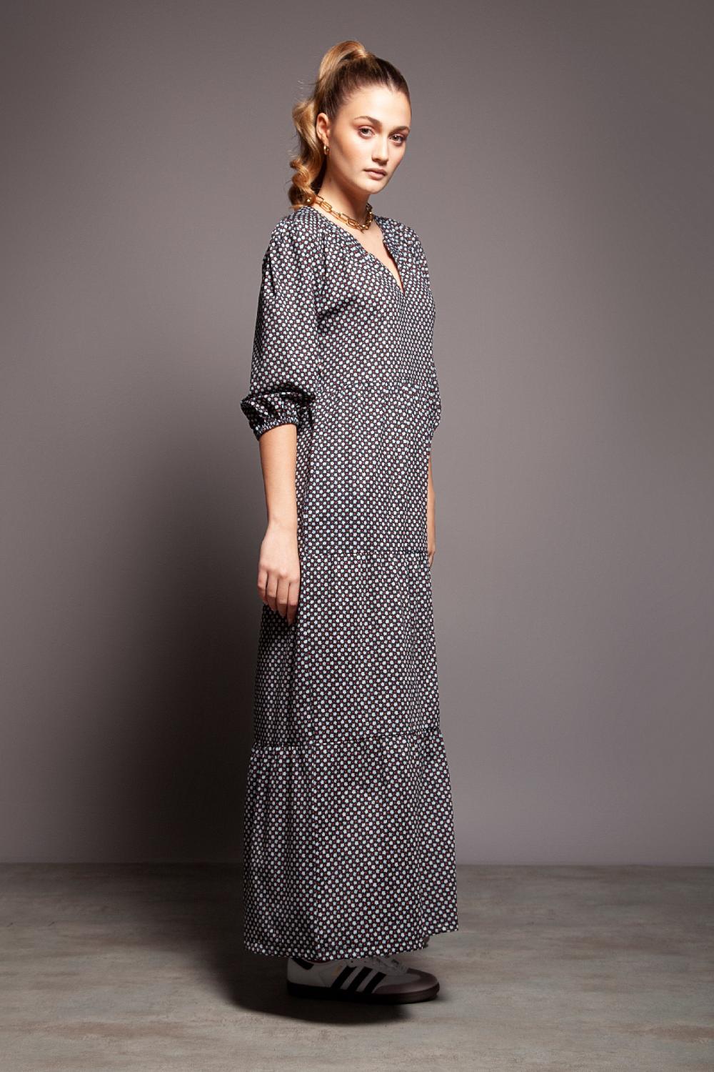 lolitas&l Vestido largo estampado topos fondo negro Lolitas&L