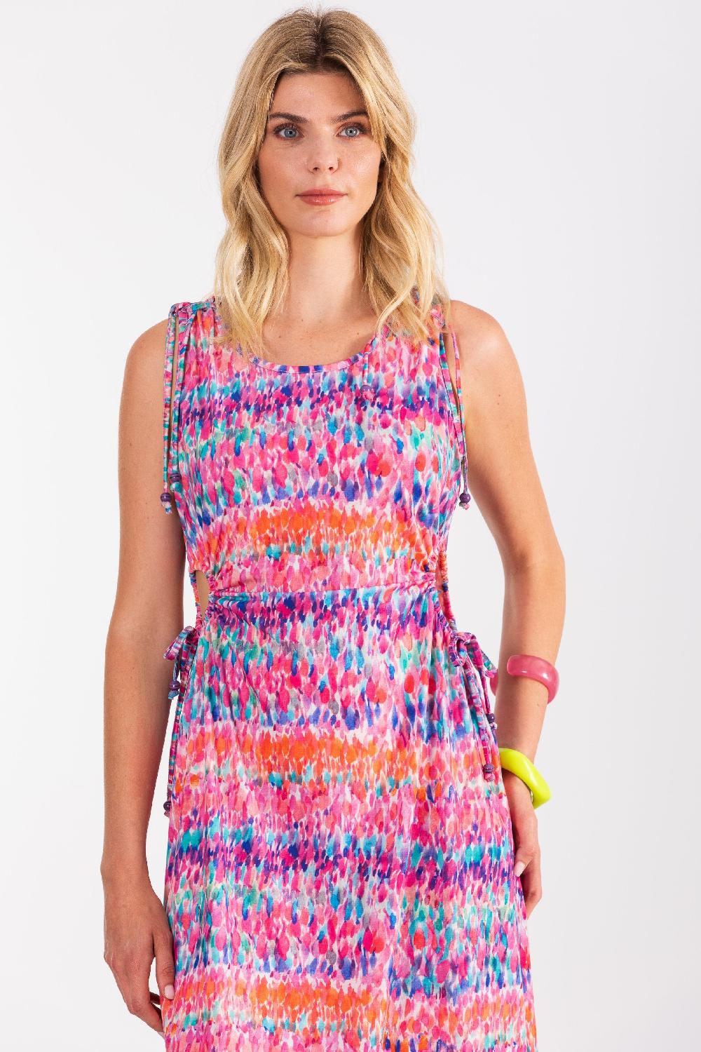 Lolitas&l Vestido Largo Estampado Water Colour Abertura En Los Costados LolitasyL