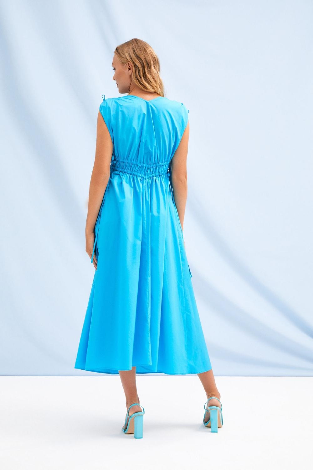 Lolitas&l Vestido Largo Turquesa Recogido En El Pecho De Tirantes LolitasyL