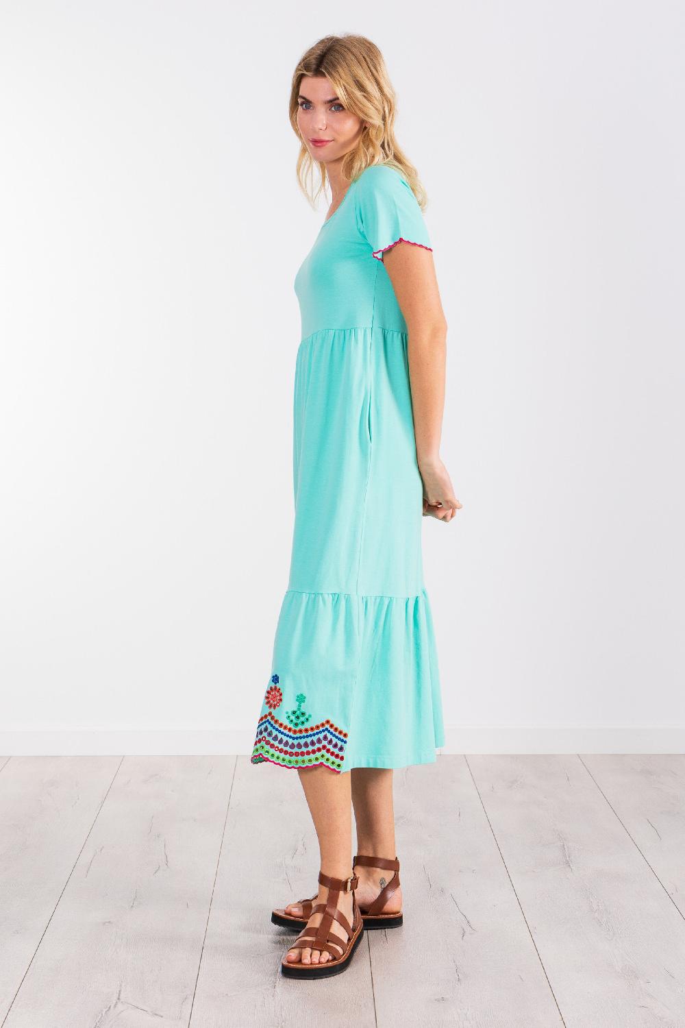 Lolitas&l Vestido Largo Verde Menta Con Bordado Multicolor LolitasyL