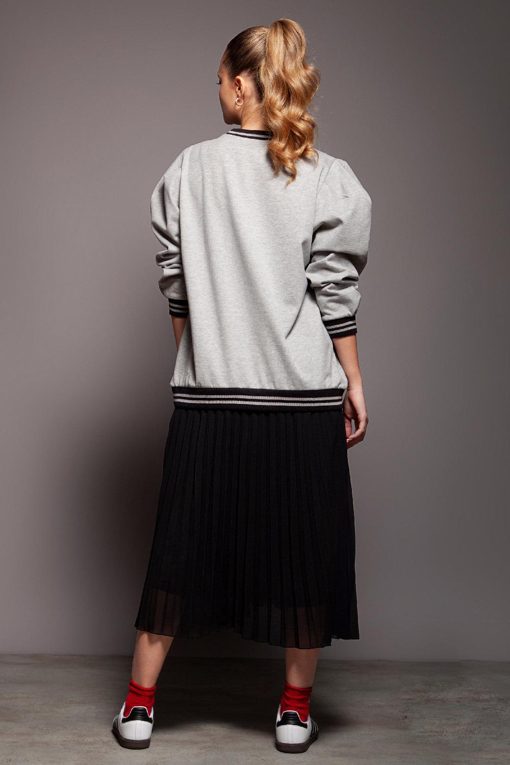 Lolitas&l Vestido Mixto Sudadera Gris Falda Plisada Lolitas&L