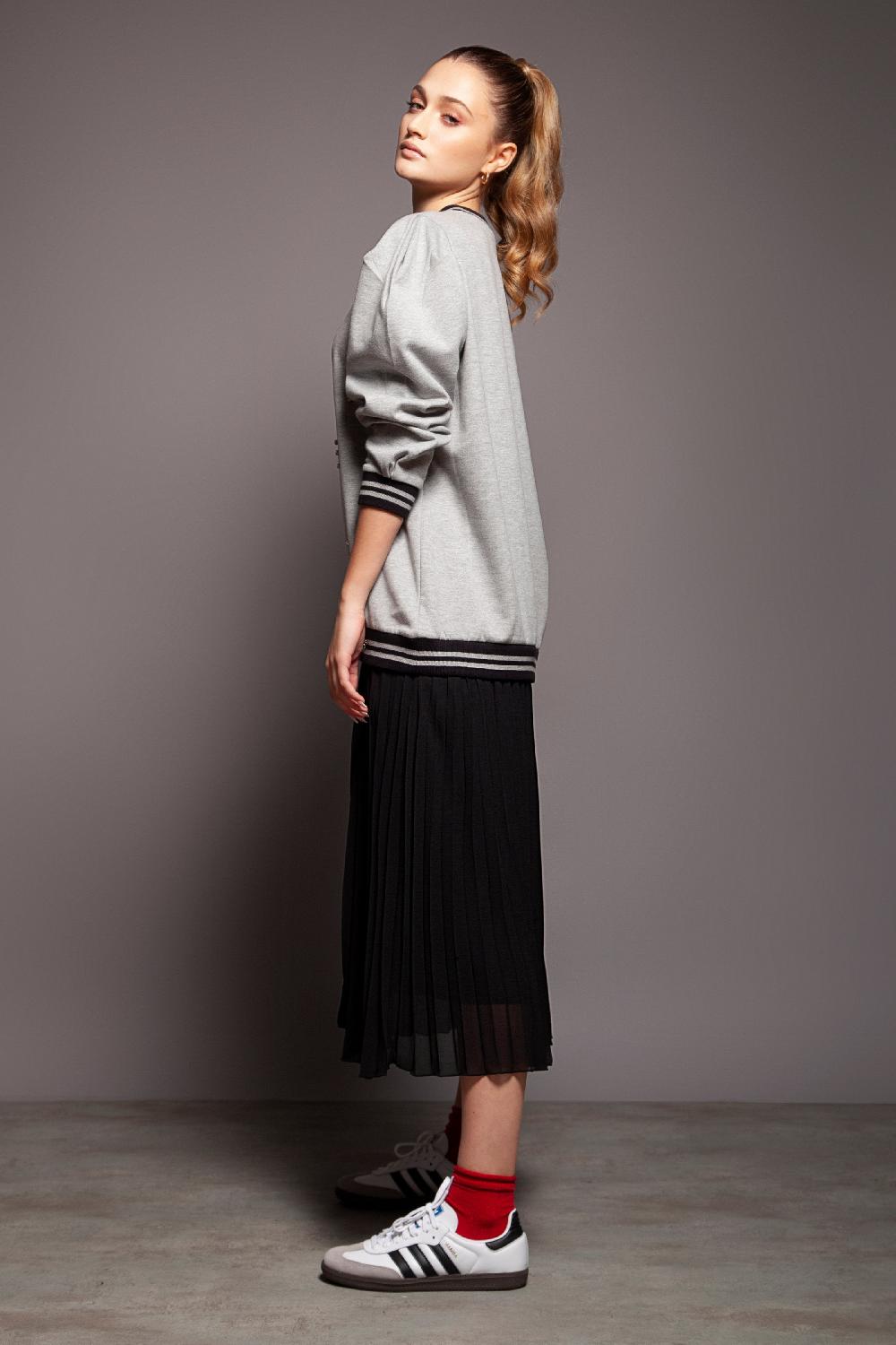 Lolitas&l Vestido Mixto Sudadera Gris Falda Plisada Lolitas&L