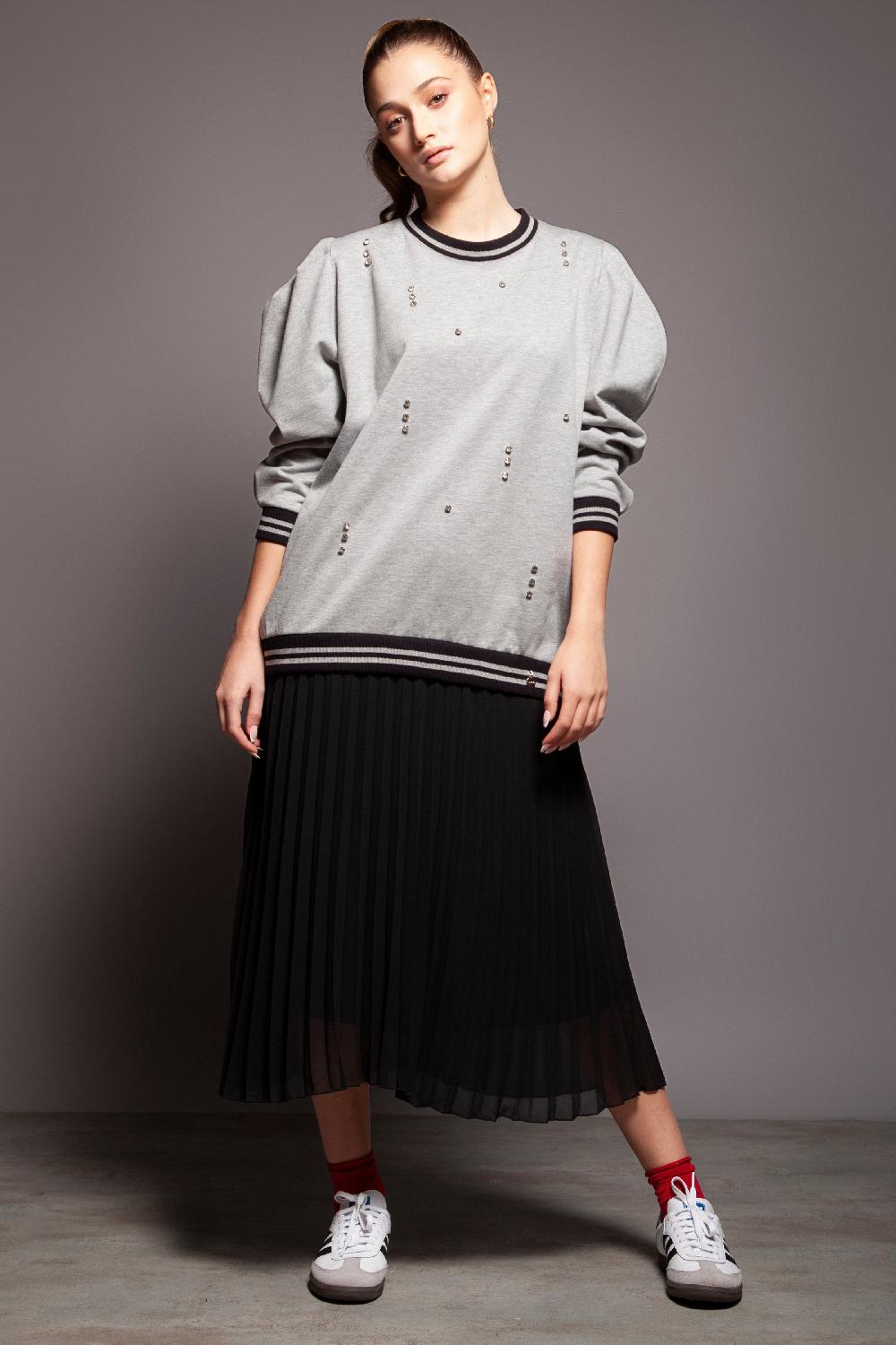 lolitas&l Vestido mixto sudadera gris falda plisada Lolitas&L