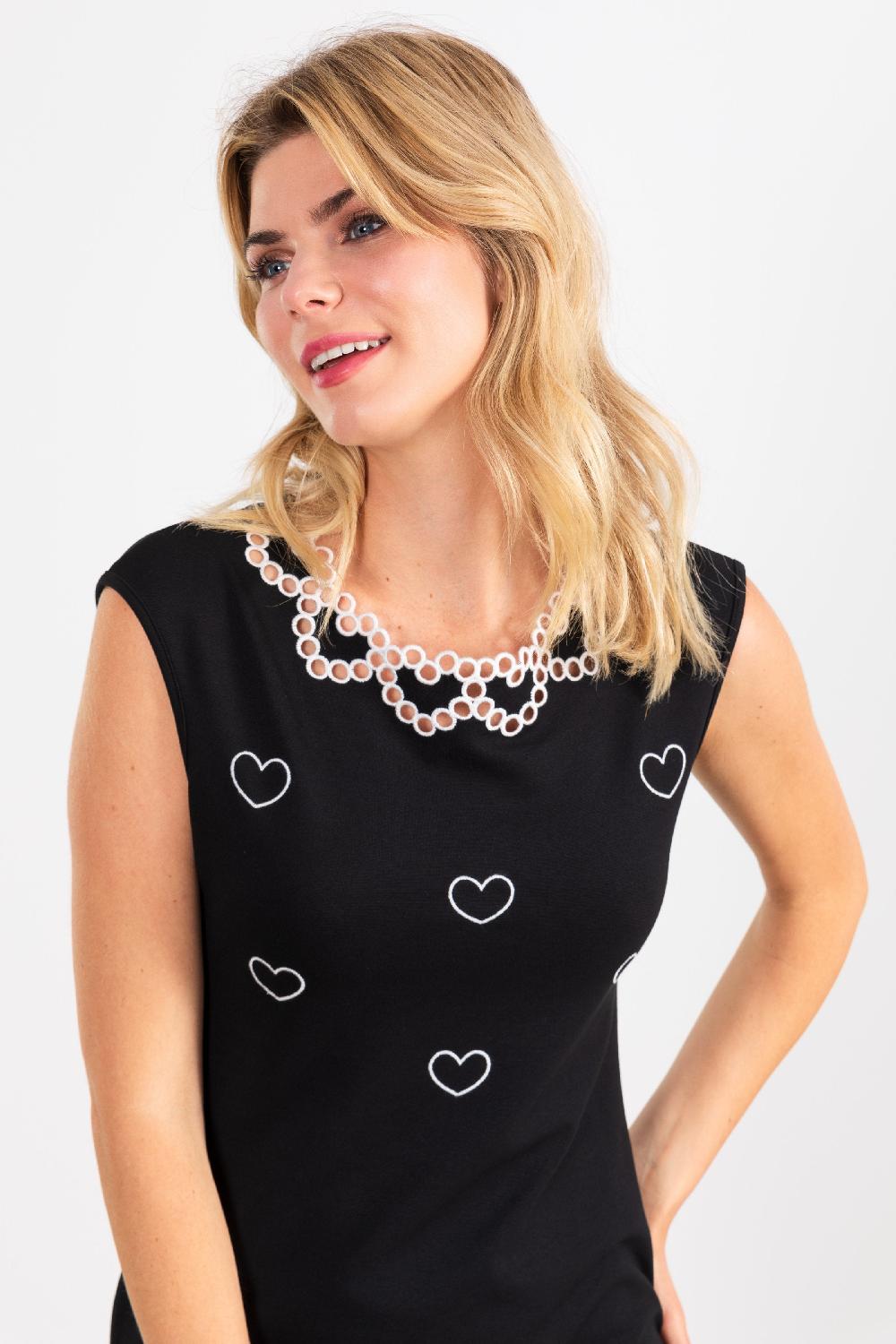 Lolitas&l Vestido Negro Corto Ajustado Con Bordado Corazones LolitasyL