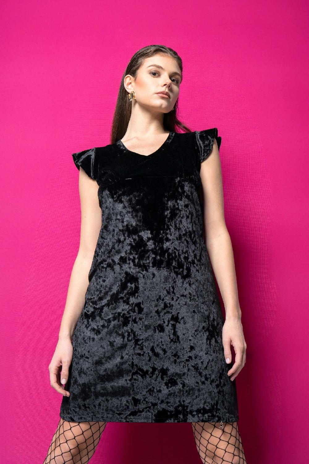 Lolitas&l Vestido Negro Corto Terciopelo Volantes LolitasyL