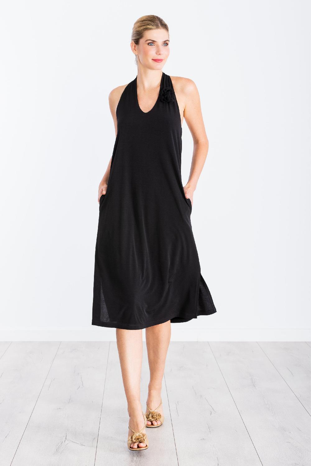 lolitas&l Vestido negro largo atado al cuello LolitasyL