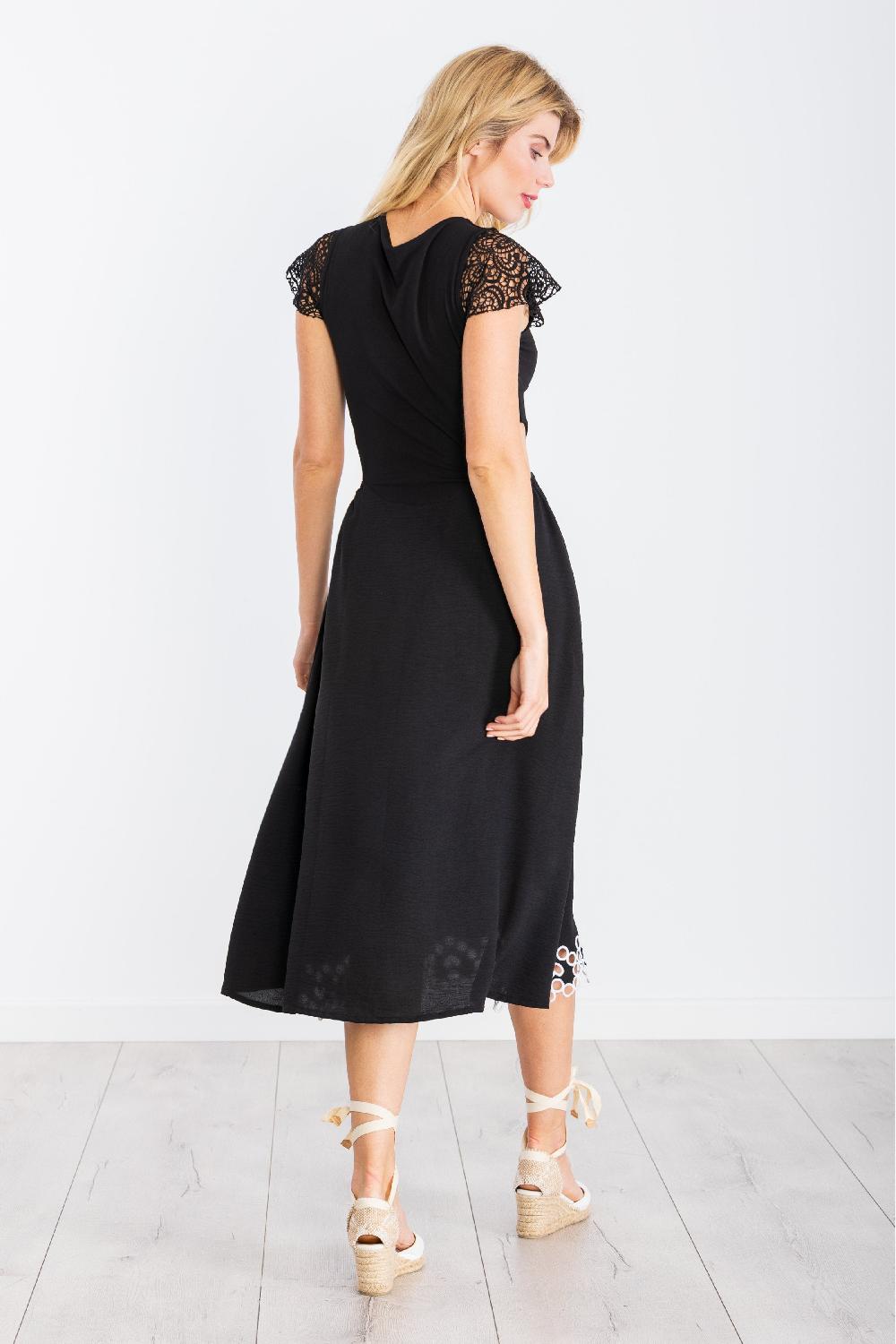 Lolitas&l Vestido Negro Largo Bordado Corazones Con Mangas De Grogre LolitasyL