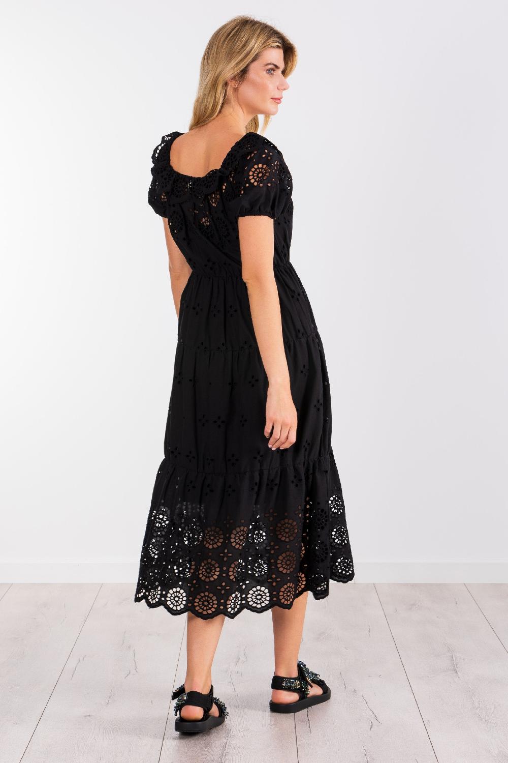 Lolitas&l Vestido Negro Largo Con Bordado Ingles LolitasyL