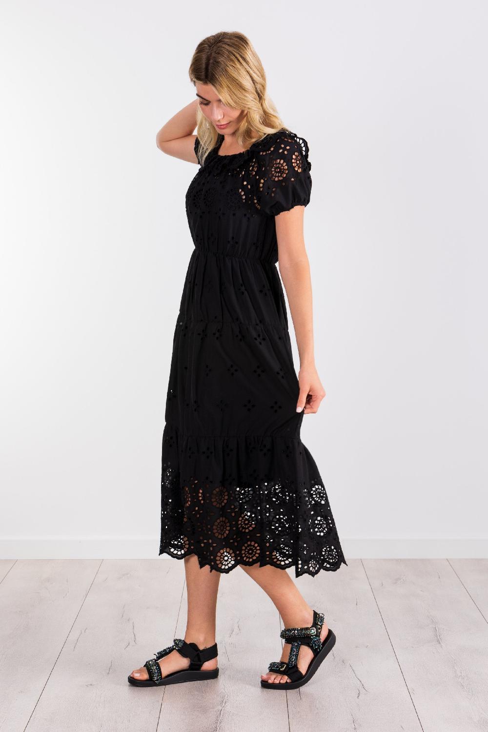 Lolitas&l Vestido Negro Largo Con Bordado Ingles LolitasyL