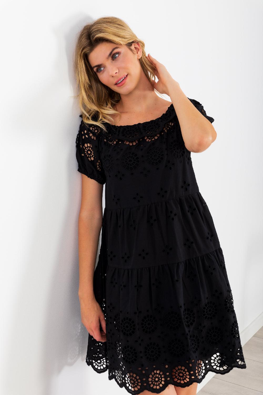 Lolitas&l Vestido Negro Largo Con Bordado Ingles LolitasyL