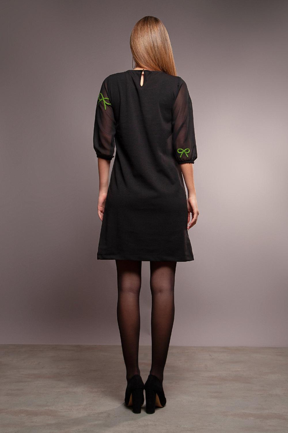 Lolitas&l Vestido Negro Lazos Verdes Bordados Lolitas&L